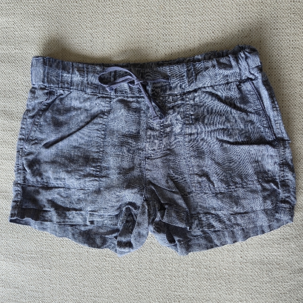 Caslon Blue Linen Drawstring Shorts Chambray Pockets Travel Lightweight Coastal